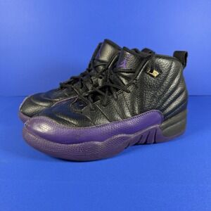 Nike Air Jordan 12 Retro Shoes Youth 2.5Y Black Purple Basketball Sneakers Lace